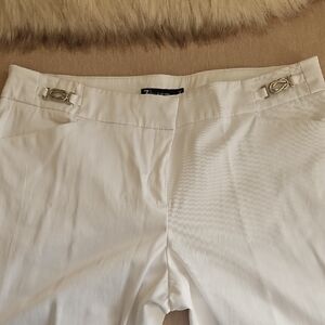 New York & Company White Dress Pants with Gold Hardware
